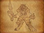  armor claws fangs male monochrome parchment sword warcraft weapon worgen world_of_warcraft 