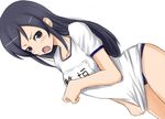  aragaki_ayase black_eyes black_hair buruma dutch_angle gym_uniform long_hair ore_no_imouto_ga_konna_ni_kawaii_wake_ga_nai shirt_tug solo yuutai 