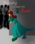  beast beauty catmonkshiro claws comic crown dragon dress english_text gloves heels princess royalty shiro shoes socks tail text transformation 