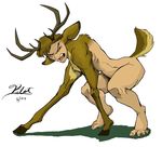  cervine deer hooves horns male nude pilot_(artist) solo tail transformation what_has_science_done 