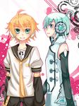  ahoge bad_id bad_pixiv_id blonde_hair detached_sleeves kagamine_len multiple_boys shorts silver_hair utatane_piko vocaloid 