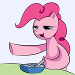 blue_eyes bowl cereal cereal_guy equine female feral friendship_is_magic fur hair half-closed_eyes horse kloudmutt mammal meme my_little_pony open_mouth pink_body pink_fur pink_hair pinkie_pie_(mlp) pointing pony solo spoon unknow_artist 