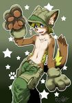  ajip358 blonde_hair cat cub cute feline furgonomics gloves green hair hat male shota solo topless 
