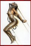  bdsm bodysuit bondage female gas_mask hajime_sorayama skinsuit solo technophilia 