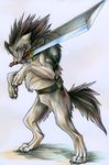  canine feral final_fantasy pearleden solo standing sword video_games weapon zack 