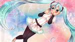  alternate_costume blush dress hatsune_miku highres leggings long_hair shinryou_rei solo twintails very_long_hair vocaloid 