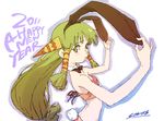  2011 animal_ears breasts bunny_ears bunny_tail feena_(grandia) grandia grandia_i green_eyes green_hair hair_ornament hair_tubes long_hair low-tied_long_hair new_year solo sones sones-krt tail 