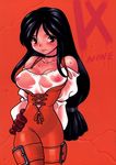  black_hair blush bodysuit breasts brown_eyes catsuit collar final_fantasy final_fantasy_ix garnet_til_alexandros_xvii gloves long_hair nipples skin_tight wet wet_clothes 