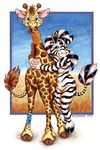  2002 africa couple cute equine female gangly giraffe hug neck_rings nude piercing tame xianjaguar zebra 