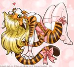  anthro blonde_hair feline female green_eyes hair tail tiger 