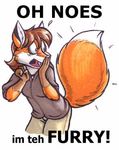  canine english_text erin_middendorf female fluffy fox mod oh_noes oh_noes_i&#039;m_teh_furry shock solo surprise tail 