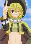  blonde_hair cowboy_hat hat midriff short_hair smile solo sonolar summon_night summon_night_3 western yagitori 