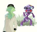  genesect green_hair hat highres male male_focus n_(pokemon) pokemon red_eyes 