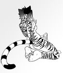  breasts butt cum cum_pool cum_taste dickgirl feline glans hair i_has_a_flavor intersex kneeling line_art masturbation mohawk nipples nude penis punk short_hair side_boob solo stripes tail tiger transgender trynity veyll 