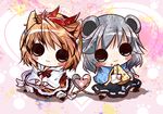  :3 animal_ears bad_id bad_pixiv_id blush_stickers cheese chibi food grey_hair heart heart_tail heart_tail_duo highres itotin kemonomimi_mode mouse_ears mouse_tail multiple_girls nazrin orange_hair paw_print tail tiger_ears tiger_tail toramaru_shou touhou 