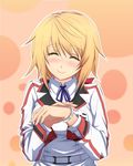  blonde_hair blush bracelet charlotte_dunois closed_eyes ebs infinite_stratos jewelry smile solo 