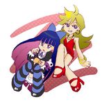  eating honekoneko panty_&amp;_stocking_with_garterbelt panty_(character) panty_(psg) sitting stocking_(character) stocking_(psg) 