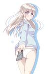  ass bad_id bad_pixiv_id blonde_hair blue_eyes blush card eila_ilmatar_juutilainen from_behind hajime_(kin'you_club) holding holding_card hood hoodie long_hair no_pants panties solo strike_witches tarot the_star underwear world_witches_series 