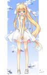  air bad_id bad_pixiv_id blonde_hair blue_eyes dress full_body kamio_misuzu long_hair no_socks open_mouth pf ponytail smile solo standing sundress v_arms very_long_hair 