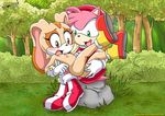  amy_rose blush cream_the_rabbit female fingering forest hedgehog lagomorph lesbian masturbation mobian mobius_unleashed nude rabbit sega sonic_(series) tree 