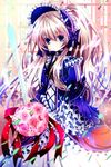  bad_id bad_pixiv_id blonde_hair blue_dress blue_eyes bouquet dress flower frills lolita_fashion nanase_nao original ponytail red_flower red_rose rose solo sword too_many too_many_frills weapon 
