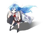  antenna_hair blue_eyes blue_hair denpa_onna_to_seishun_otoko futon kodama_(whimsicalgirl) long_hair school_uniform solo touwa_erio very_long_hair 