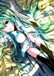  aqua_eyes aqua_hair bottomless from_above gyuufa hatsune_miku highres long_hair sitting solo twintails very_long_hair vocaloid 