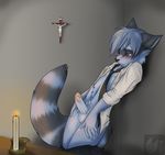  &dagger; balls blue blush bottomless candle erection humanoid_penis jesus jesus_christ jijix lol_religion male necktie open_shirt pants penis raccoon red_eyes rosary solo tenatsu tie young 