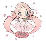  blue_eyes cape cherry_blossoms chibi dress elbow_gloves flower gloves heart heartcatch_precure! heterochromia long_hair mikunido202 mugen_silhouette pink_eyes pink_hair precure solo spoilers thighhighs twintails very_long_hair 
