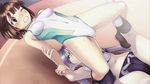  agarest_senki_(series) agarest_senki_2 arm_grab armpits arms_behind_back arms_up bangs blush boots breasts brown_eyes brown_hair clenched_teeth covered_navel crotch dutch_angle elf from_above game_cg hair_between_eyes halterneck highleg highleg_leotard hirano_katsuyuki knee_boots kneepits legs_up leotard liel_(agarest_senki) long_hair lying mervina_(agarest_senki) multiple_girls navel on_back one_eye_closed pale_skin pointy_ears restrained short_hair short_shorts shorts silver_hair small_breasts spread_legs surfboard_(wrestling) sweat teeth twintails very_long_hair wide_hips wince wrestling 