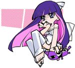  hand_on_face hand_on_own_face honekoneko nail_polish panty_&amp;_stocking_with_garterbelt sitting stocking_(character) stocking_(psg) 