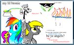  blue_eyes blue_fur derpy_hooves_(mlp) english_text equine female feral fire flockdraw fluttershy_(mlp) friendship_is_magic fur grey_fur group hair horse looking_at_viewer mammal multi-colored_hair my_little_pony pegasus pink_eyes pink_hair pony rainbow_dash_(mlp) rainbow_hair teeth text unknown_artist wings yellow_eyes yellow_fur 