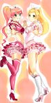  bad_id bad_pixiv_id blonde_hair boots choker cure_melody cure_rhythm houjou_hibiki knee_boots magical_girl minamino_kanade multiple_girls naoka_(hnkmayo) pink_choker pink_hair precure suite_precure thighhighs white_choker 