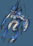  blue_skin breasts claws crab_girl kanemaki_thomas medium_breasts monster_girl monster_hunter no_pupils nude shogun_ceanataur solo spikes 