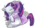  cuddle equine female friendship_is_magic horns horse my_little_pony pillow pony purple purple_hair rarity_(mlp) sleepy smile twilight_sparkle_(mlp) unicorn white 