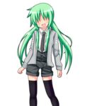 green_hair hair_over_eyes jacket long_hair lucky_star mai_(t-5) solo thighhighs transparent_background twintails yamanobe_tamaki 