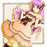  alternate_costume angel_beats! bad_id bad_pixiv_id boots dress drumsticks flower hair_flower hair_ornament irie_(angel_beats!) long_hair migu purple_eyes purple_hair solo 