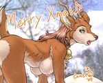  2009 all_fours bell cervine collar dr_comet female nude pink_hair reindeer solo xmas 