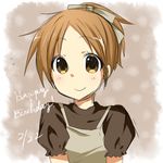  bad_id bad_pixiv_id brown_eyes brown_hair happy_birthday hirasawa_ui k-on! naru_(andante) ponytail short_hair solo 