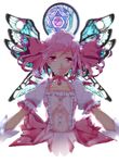  bad_id bad_pixiv_id baruserona_okamoto bow gloves hair_bow hexagram highres kaname_madoka magical_girl mahou_shoujo_madoka_magica pink_eyes pink_hair short_twintails smile solo stained_glass star_of_david twintails white_gloves wings 
