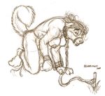  all_fours ball_gag canine dog female javadog leash muzzled nude richard_foley sketch solo submissive 