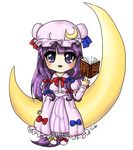  book bow crescent_moon female hat lowres moon patchouli_knowledge purple_eyes purple_hair touhou touhou_project 