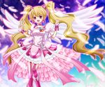  :d angel_wings bad_id bad_pixiv_id blonde_hair boots bow choker cure_angel_(fresh_precure!) cure_peach dress earrings feathers fresh_precure! frills hair_ornament hairpin happy heart jewelry long_hair magical_girl momozono_love nuridoa3 open_mouth pink_eyes pink_legwear precure ribbon smile solo thigh_strap thighhighs twintails wings wrist_cuffs 