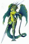  dragon female nude pira scalie solo sword weapon wings 