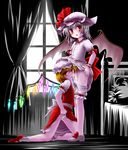  bad_id bad_pixiv_id bat_wings blonde_hair bloomers bloomers_pull blue_eyes dress dress_lift flandre_scarlet hand_on_head hat highres incest kneeling mouth_hold multiple_girls panties panties_in_mouth red_eyes remilia_scarlet siblings sisters touhou underwear white_panties window wings yami_no_kohaku yuri 