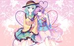  green_hair hat hiiragi_ryou komeiji_koishi komeiji_satori purple_hair sayori short_hair touhou 