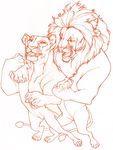  carolyn_schneeweiss couple feline female lion male nude semi-anthro standing straight 