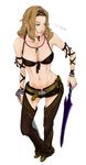  aq_interactive belt black_bra boots bra breasts female green_eyes highres jewelry long_hair midriff mistwalker mtonuuum necklace nintendo orange_hair pants seiren_(the_last_story) short_shorts shorts simple_background solo sword the_last_story underwear weapon white_background 