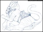  2006 anus artonis avian beak bridle cum feline female feral gryphon harness messy mount on_side pussy raised_tail rezzit saddle sketch solo tail wingless 