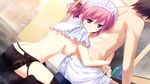  breasts fumio game_cg garter_belt grisaia_no_kajitsu komine_sachi maid nipples panties pink_hair stockings topless underwear 